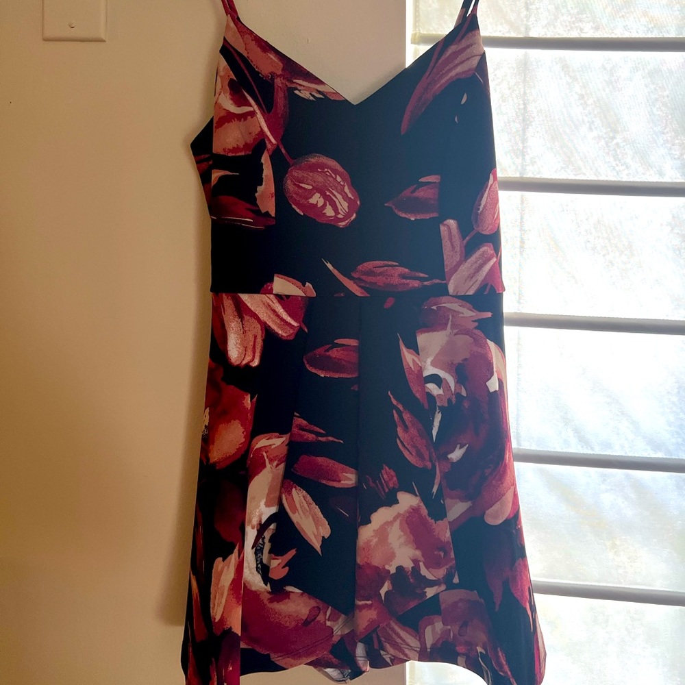 Floral, stretchy romper.